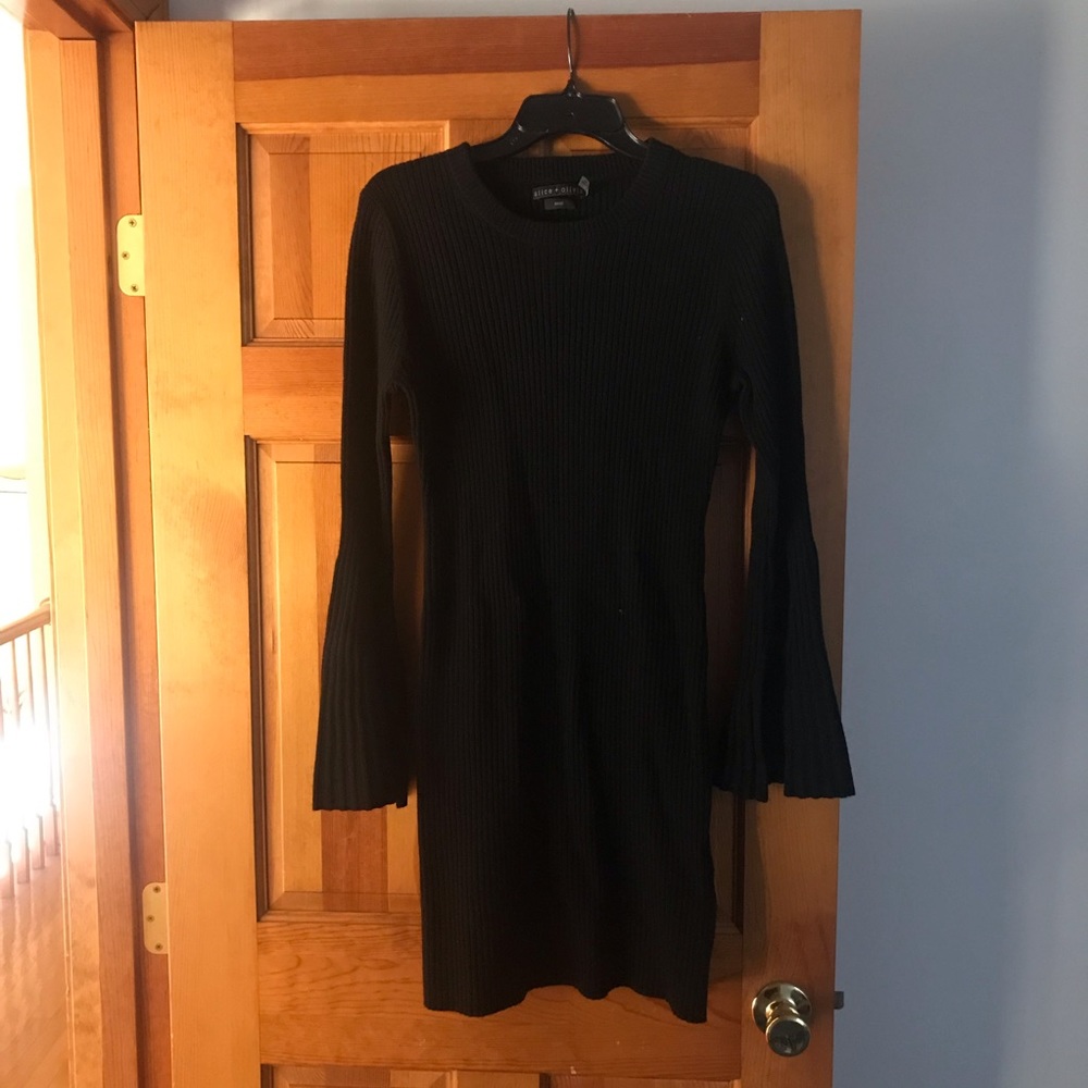 Alice & Olivia black ribbed sweater dress